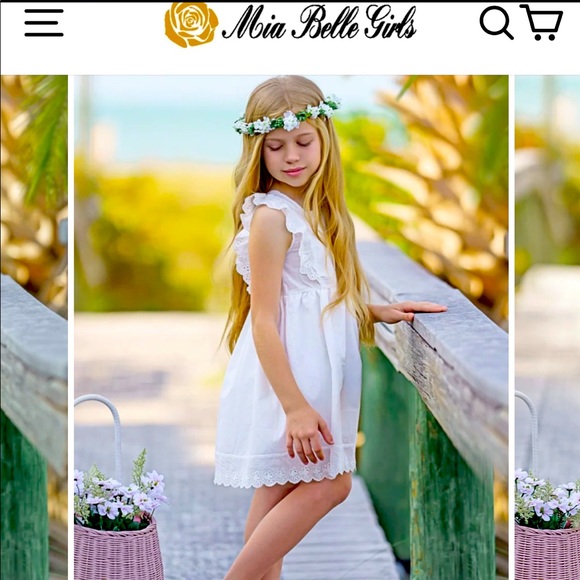 NWT Mia Bella designer Angel Dear white eyelet ruffle dress - Picture 1 of 5